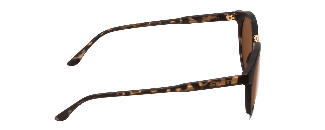 Side View of Smith Questa Ladies Sunglasses in Tortoise Brown Grey/Polarized Gold Mirror 50mm