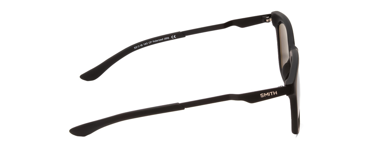 Side View of Smith Roam Unisex Classic Designer Sunglasses in Black/ChromaPop Polarized 53 mm