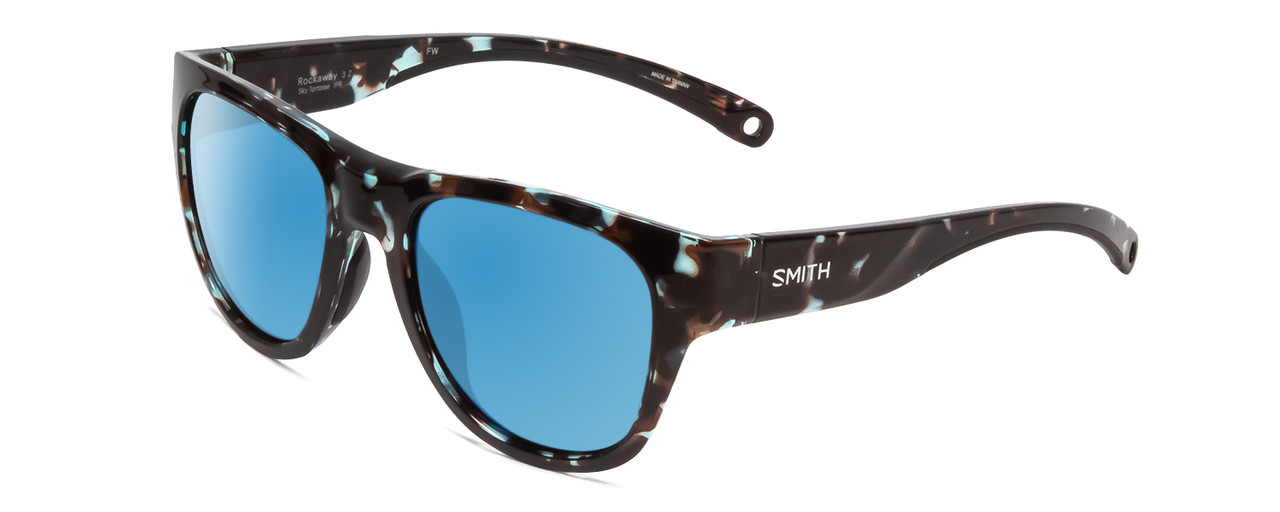 Profile View of Smith Rockaway Ladies Cateye Sunglasses Tortoise/CP Polarized Blue Mirror 52 mm