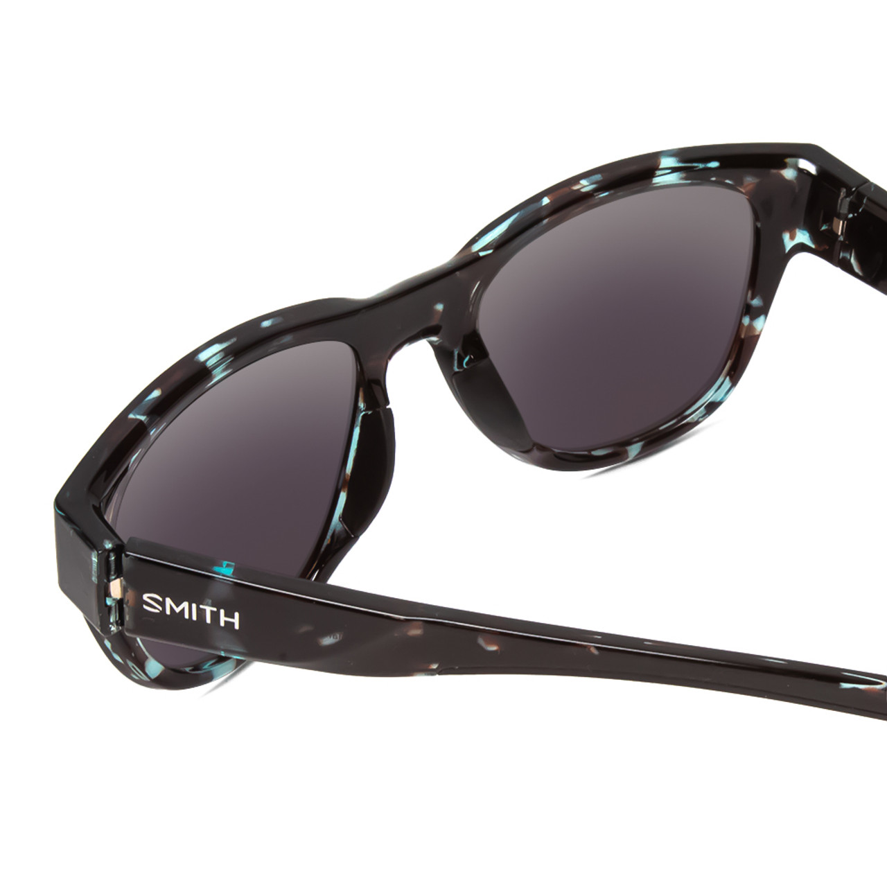 Close Up View of Smith Rockaway Ladies Cateye Sunglasses Tortoise/CP Polarized Blue Mirror 52 mm