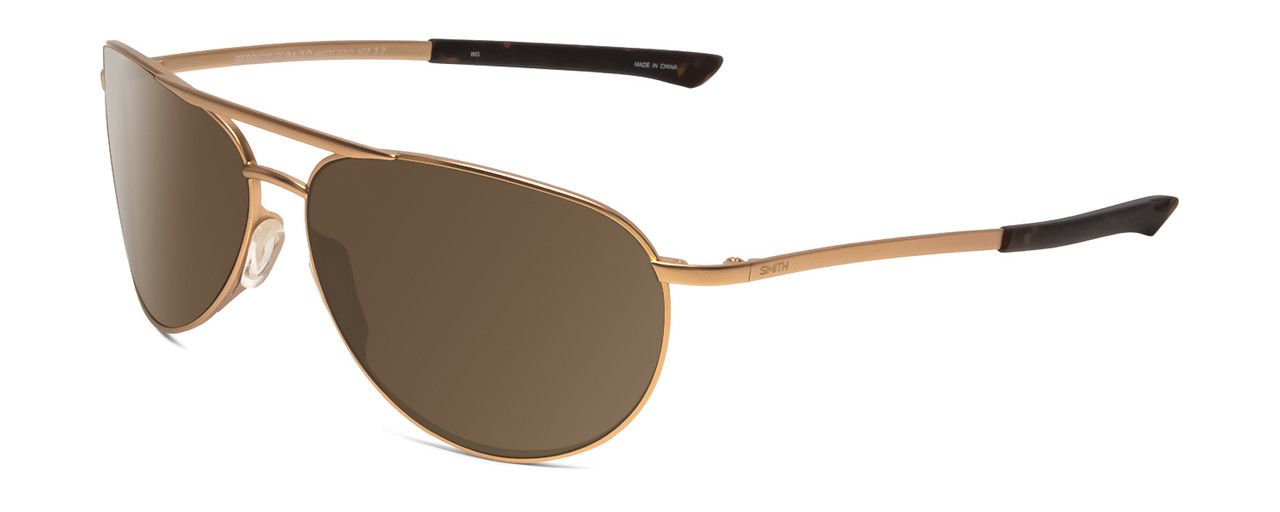 Profile View of Smith Serpico Slim 2 Unisex Pilot Sunglasses Gold/CP Polarized Gray Green 60mm