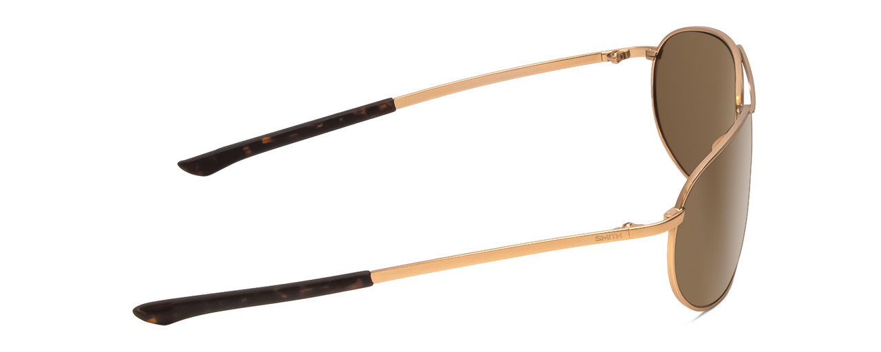 Side View of Smith Serpico Slim 2 Unisex Pilot Sunglasses Gold/CP Polarized Gray Green 60mm