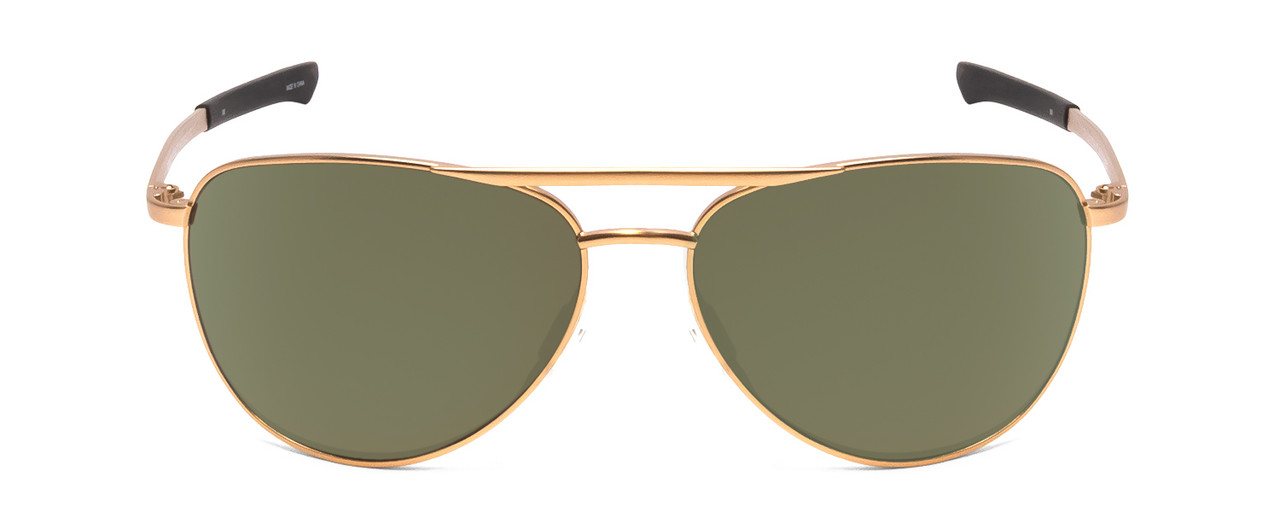 Front View of Smith Serpico Slim 2 Unisex Pilot Sunglasses Gold/CP Polarized Gray Green 60mm