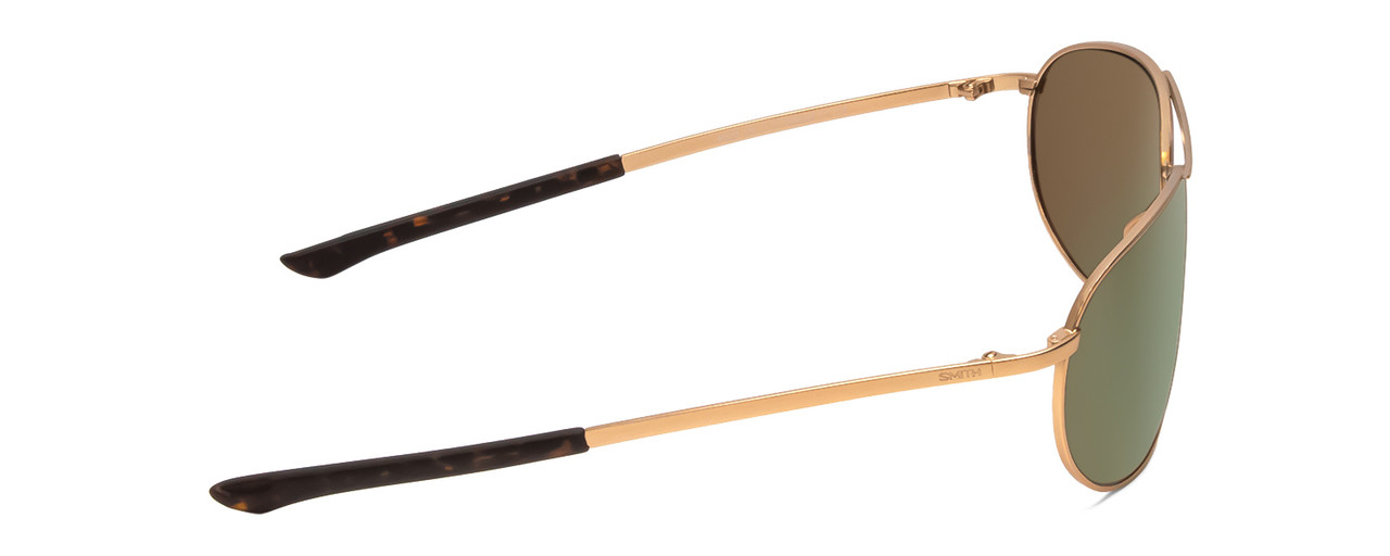 Side View of Smith Serpico Slim 2 Unisex Pilot Sunglasses Gold/CP Polarized Gray Green 60mm
