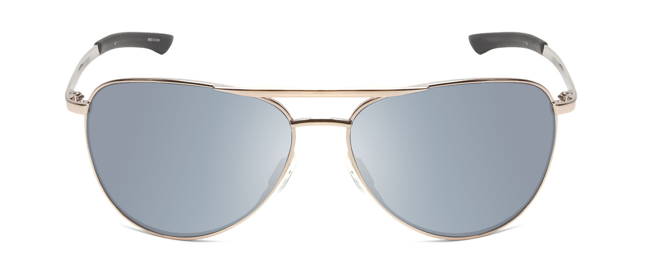 Front View of Smith Serpico Slim 2 Pilot Sunglasses Silver/CP Polarized Platinum Mirror 60mm