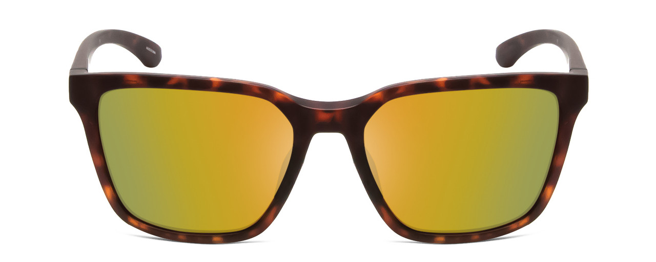 Front View of Smith Shoutout Retro Sunglass Tortoise Brown Gold/CP Polarized Green Mirror 57mm