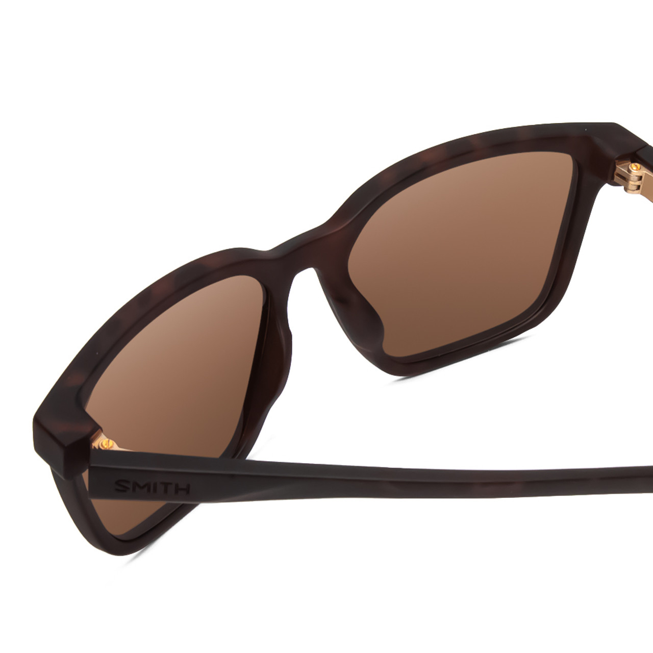 Close Up View of Smith Shoutout Core Unisex Retro Sunglasses Tortoise Gold/Polarized Brown 57 mm