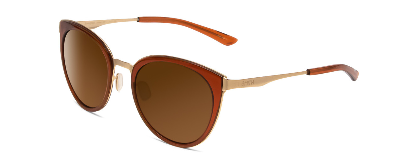 Profile View of Smith Optic Somerset Women Cateye Designer Sunglasses Amber/Polarized Brown 53mm