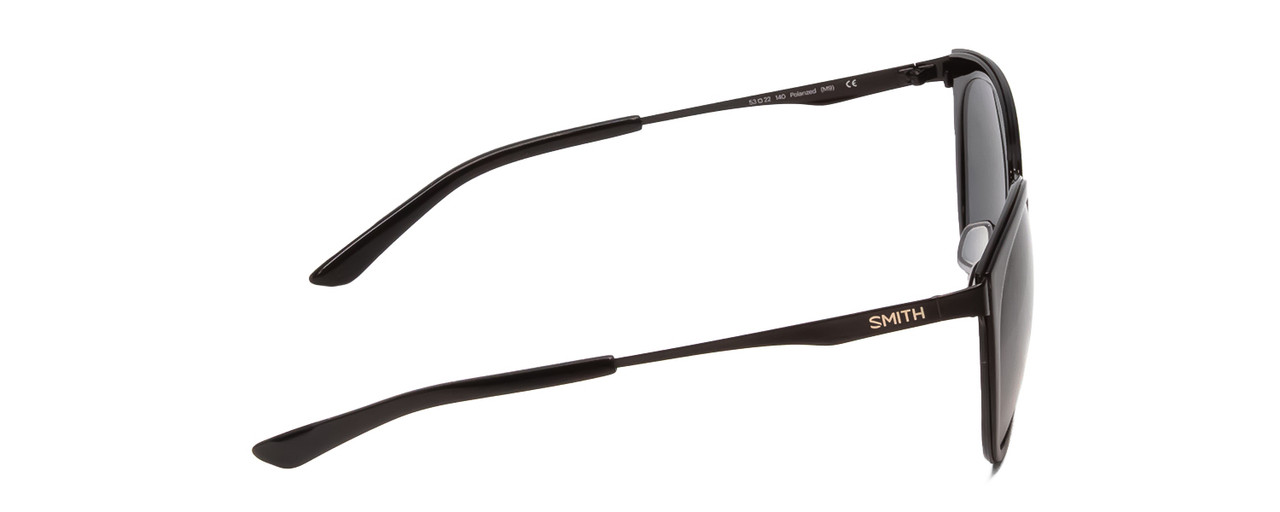 Side View of Smith Somerset Women Cateye Designer Sunglasses Gloss Black/Polarized Gray 53 mm