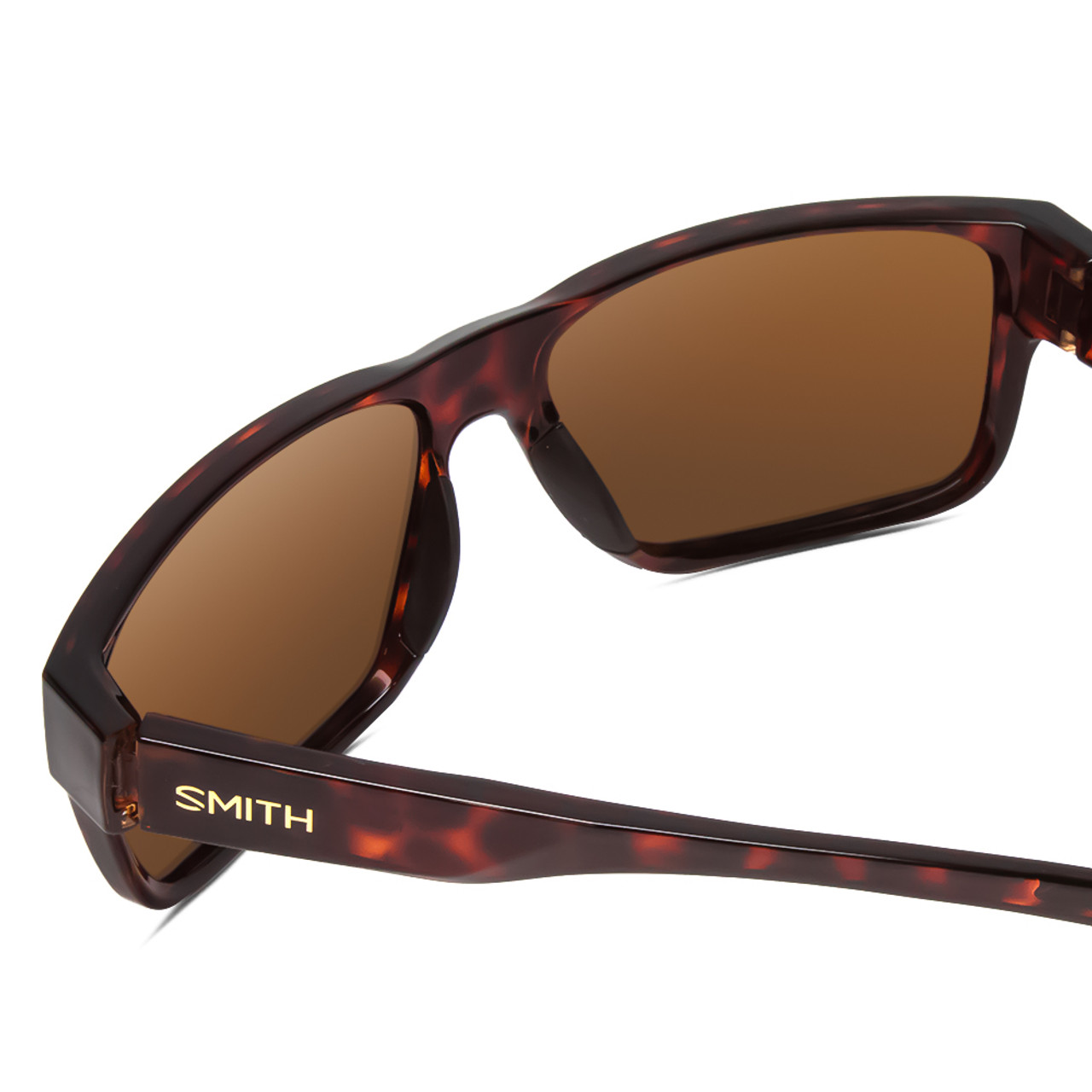 Close Up View of Smith Soundtrack Unisex Rectangle Sunglasses Tortoise Gold/Polarized Brown 61 mm