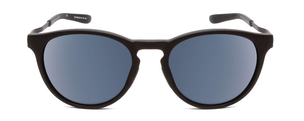 Front View of Smith Wander Unisex Round Designer Sunglasses in Black/ChromaPop Polarized 55 mm