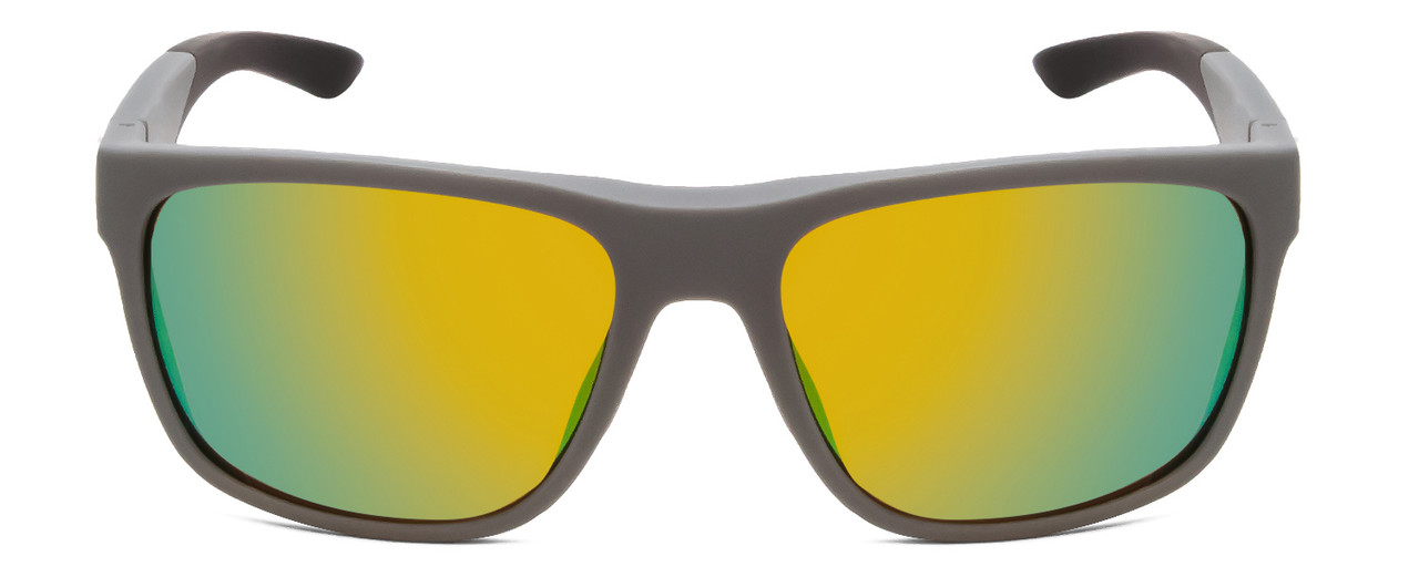Front View of Smith Barra Classic Sunglasses Cement Grey/ChromaPop Polarized Green Mirror 59mm