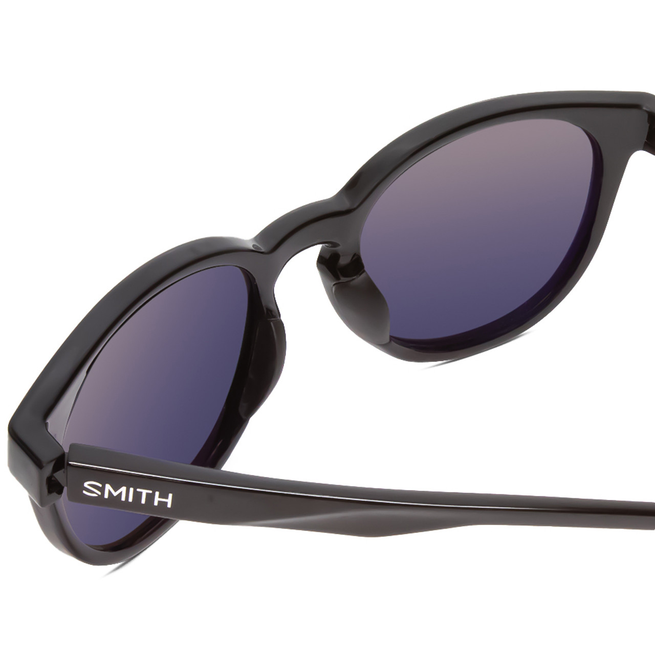 Close Up View of Smith Eastbank Unisex Round Sunglasses Gloss Black/ChromaPop Polarize Black 52mm