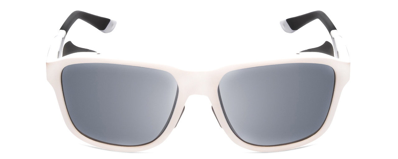 Front View of Smith Embark Wrap Sunglasses in White & ChromaPop Polarized Platinum Mirror 58mm