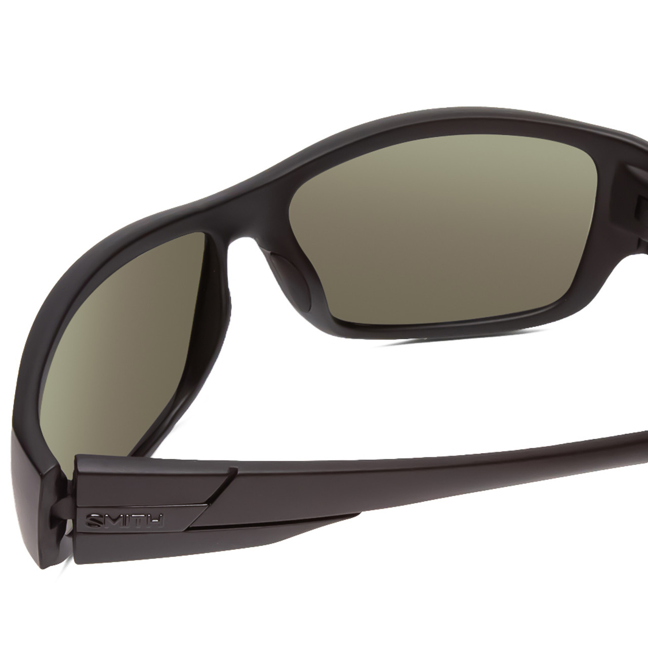 Close Up View of Smith Frontman Elite Wrap Sunglasses Black/ChromaPop+ Polarized Gray Green 61 mm