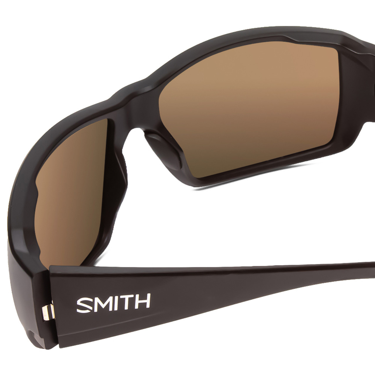 Close Up View of Smith Guides Choice Unisex Sunglasses Black /ChromaPop Polarized Gray Green 62mm