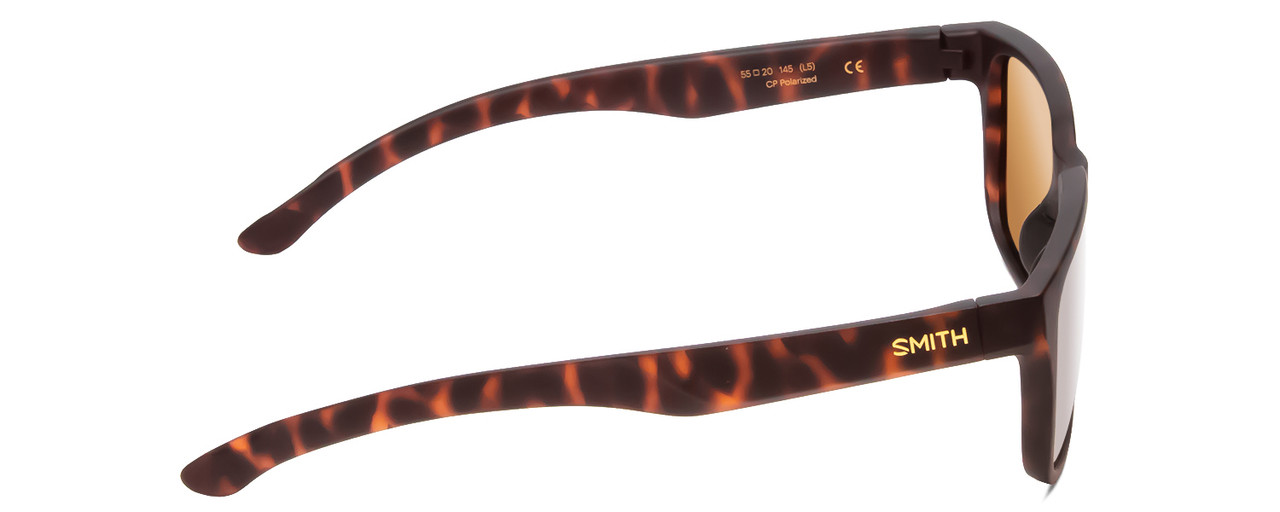 Side View of Smith Headliner Unisex Sunglasses Tortoise Gold & ChromaPop Polarized Brown 55mm
