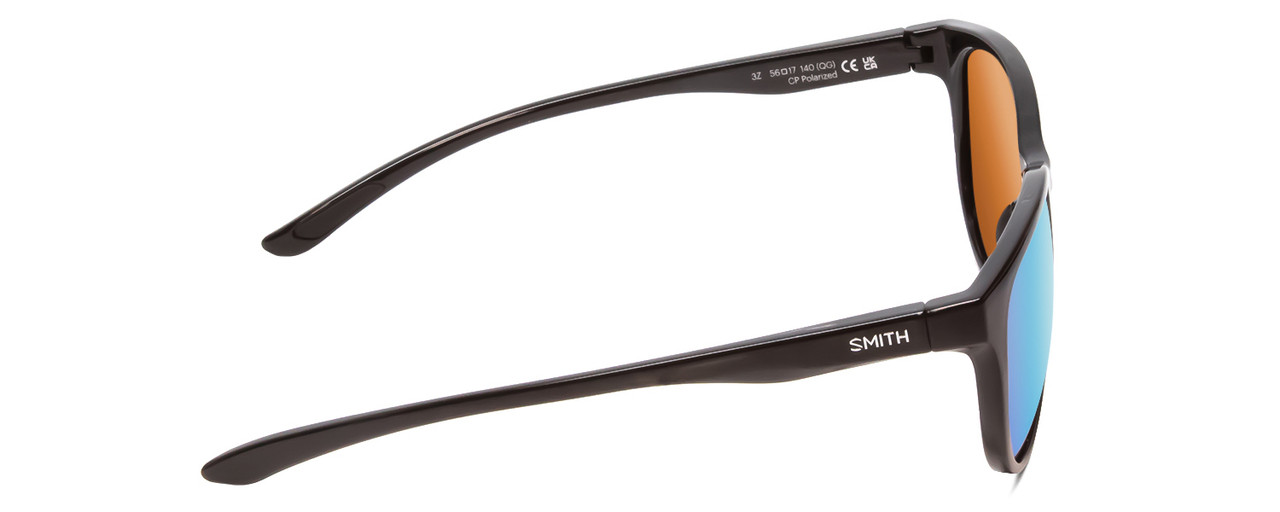 Side View of Smith Lake Shasta Sunglasses in Black & CP Polarized Opal Blue Green Mirror 56mm