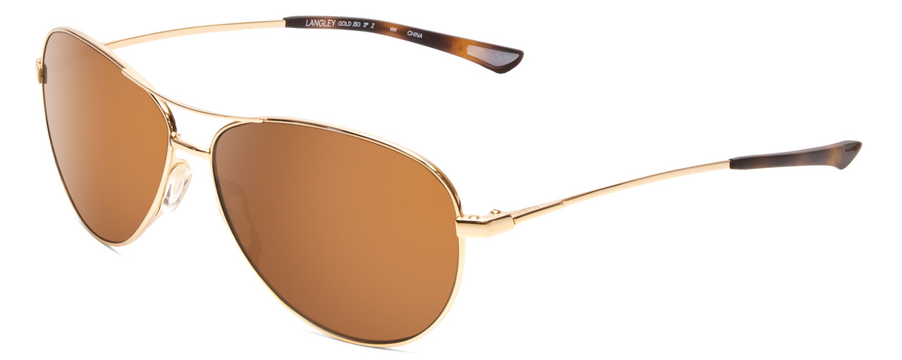 Profile View of Smith Langley Pilot Designer Sunglasses in Gold/ChromaPop Polarized Brown 60mm