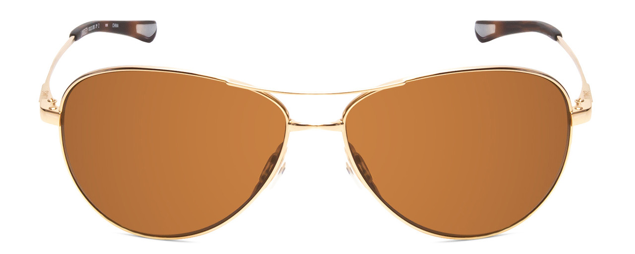 Front View of Smith Langley Pilot Designer Sunglasses in Gold/ChromaPop Polarized Brown 60mm