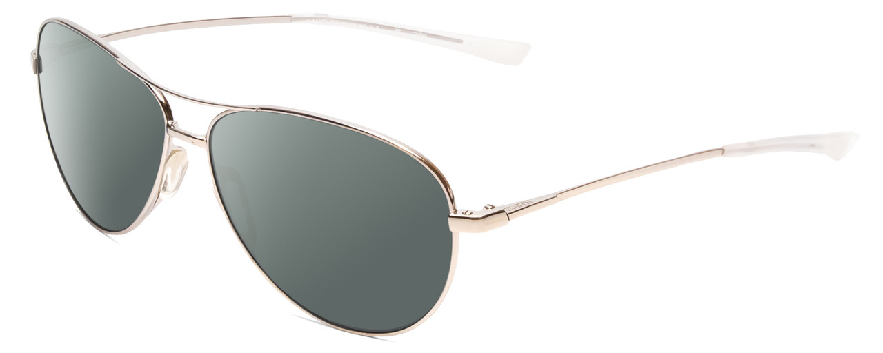 Profile View of Smith Optics Langley Designer Polarized Sunglasses with Custom Cut Smoke Grey Lenses in Silver Unisex Pilot Full Rim Metal 60 mm