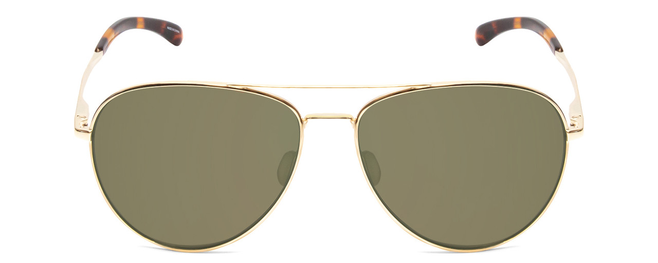 Front View of Smith Layback Unisex Pilot Sunglasses Gold/ChromaPop Polarized Gray Green 60mm