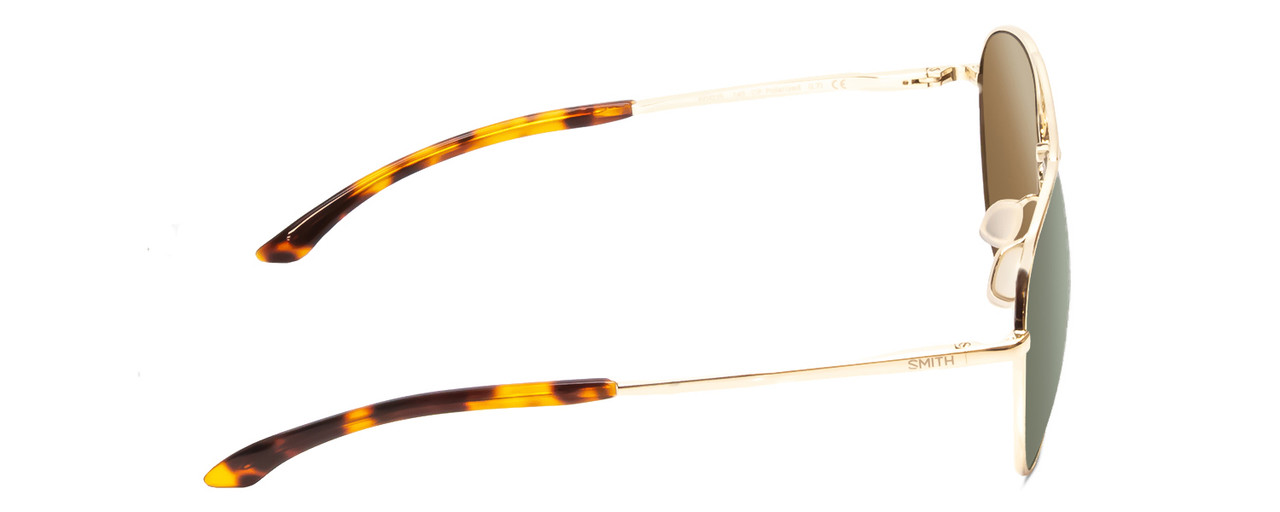 Side View of Smith Layback Unisex Pilot Sunglasses Gold/ChromaPop Polarized Gray Green 60mm