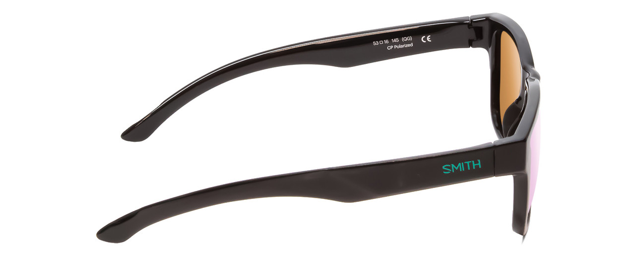 Side View of Smith Lowdown Slim 2 Sunglasses in Black Jade/CP Polarized Opal Blue Mirror 53mm