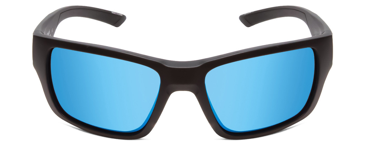 Front View of Smith Outback Unisex Sunglasses Matte Black/ChromaPop Polarized Blue Mirror 59mm