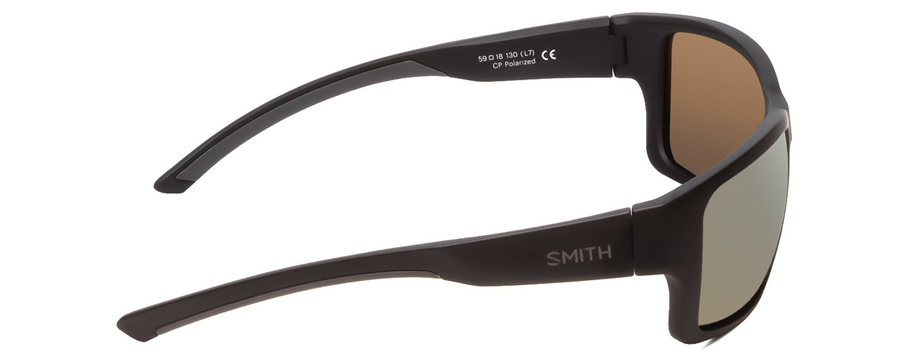 Side View of Smith Outback Unisex Sunglasses Matte Black/ChromaPop Polarized Gray Green 59 mm