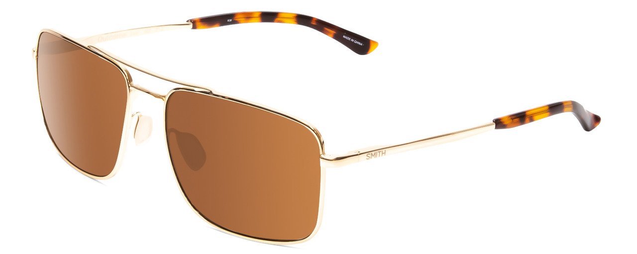 Profile View of Smith Outcome Pilot Sunglasses in Gold Tortoise/ChromaPop Polarized Brown 59mm