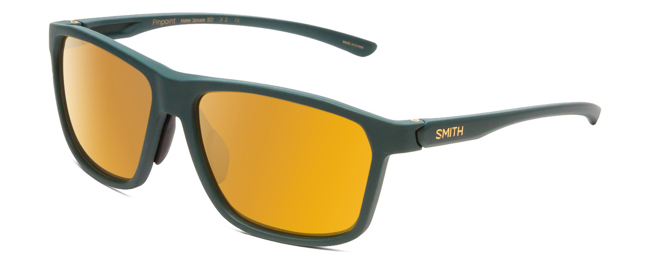 Profile View of Smith Pinpoint Sunglasses in Spruce Green/ChromaPop Polarized Bronze Mirror 59mm