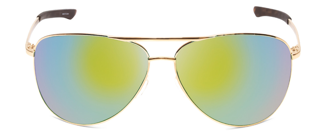 Front View of Smith Serpico 2 Pilot Sunglasses in Gold/ChromaPop Polarized Green Mirror 65mm