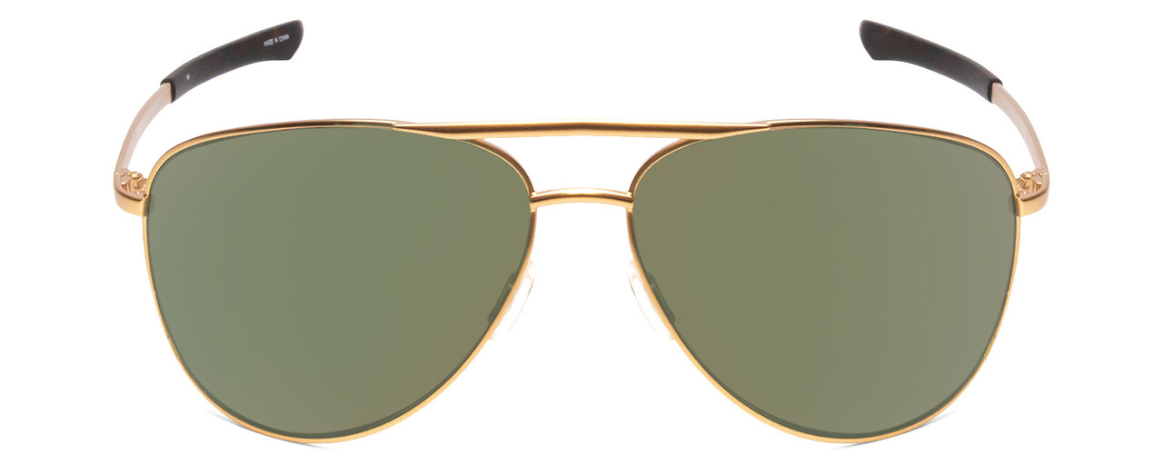 Front View of Smith Serpico 2 Aviator Sunglasses in Gold & ChromaPop Polarized Gray Green 65mm