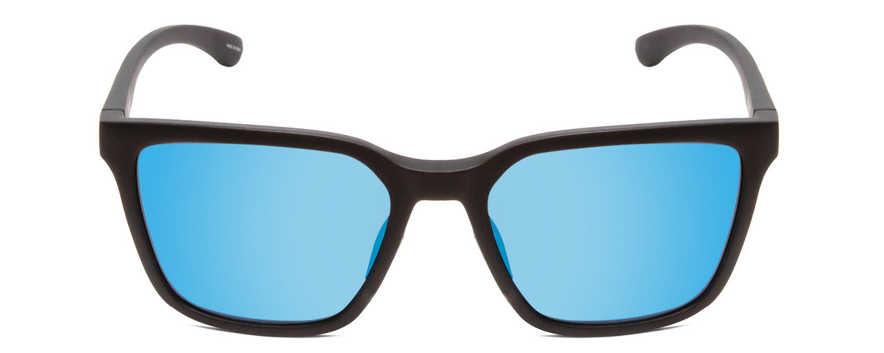Front View of Smith Shoutout Unisex Retro Sunglasses Black/ChromaPop Polarize Blue Mirror 57mm