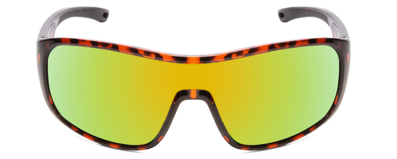 Front View of Smith Spinner Wrap Shield Sunglasses in Tortoise/CP Polarized Green Mirror 134mm