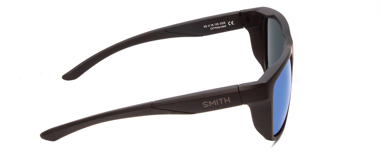 Side View of Smith Barra Unisex Classic Sunglasses Black/ChromaPop Polarized Blue Mirror 59mm