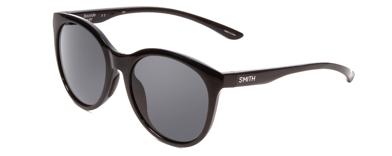 Profile View of Smith Optics Bayside Unisex Cateye Designer Sunglasses Black/Polarized Gray 54mm