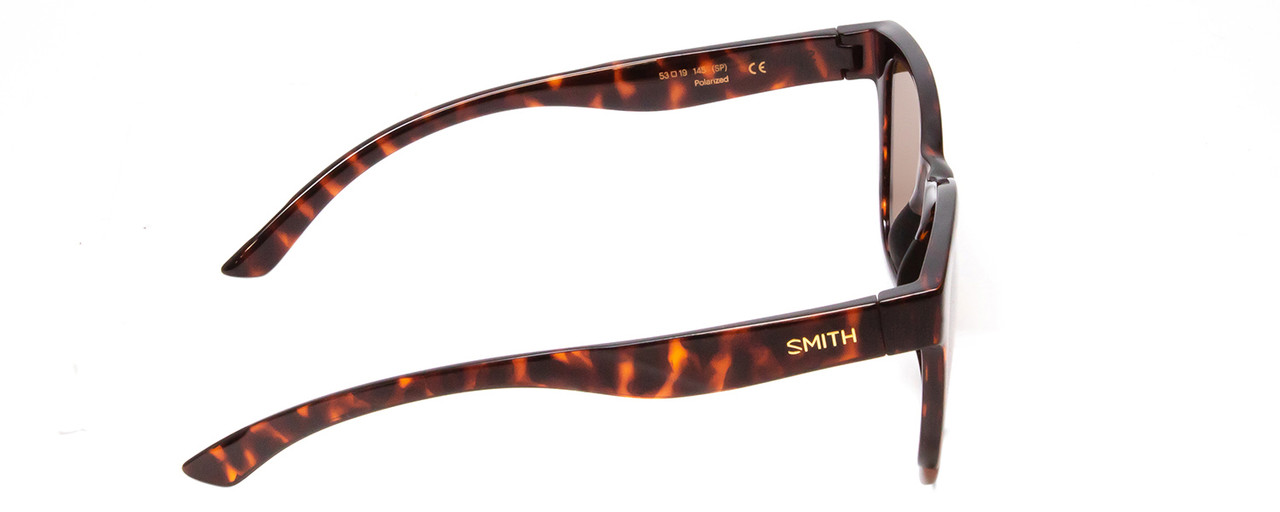 Side View of Smith Caper Ladies Cateye Designer Sunglasses Tortoise Gold/Polarized Brown 53mm