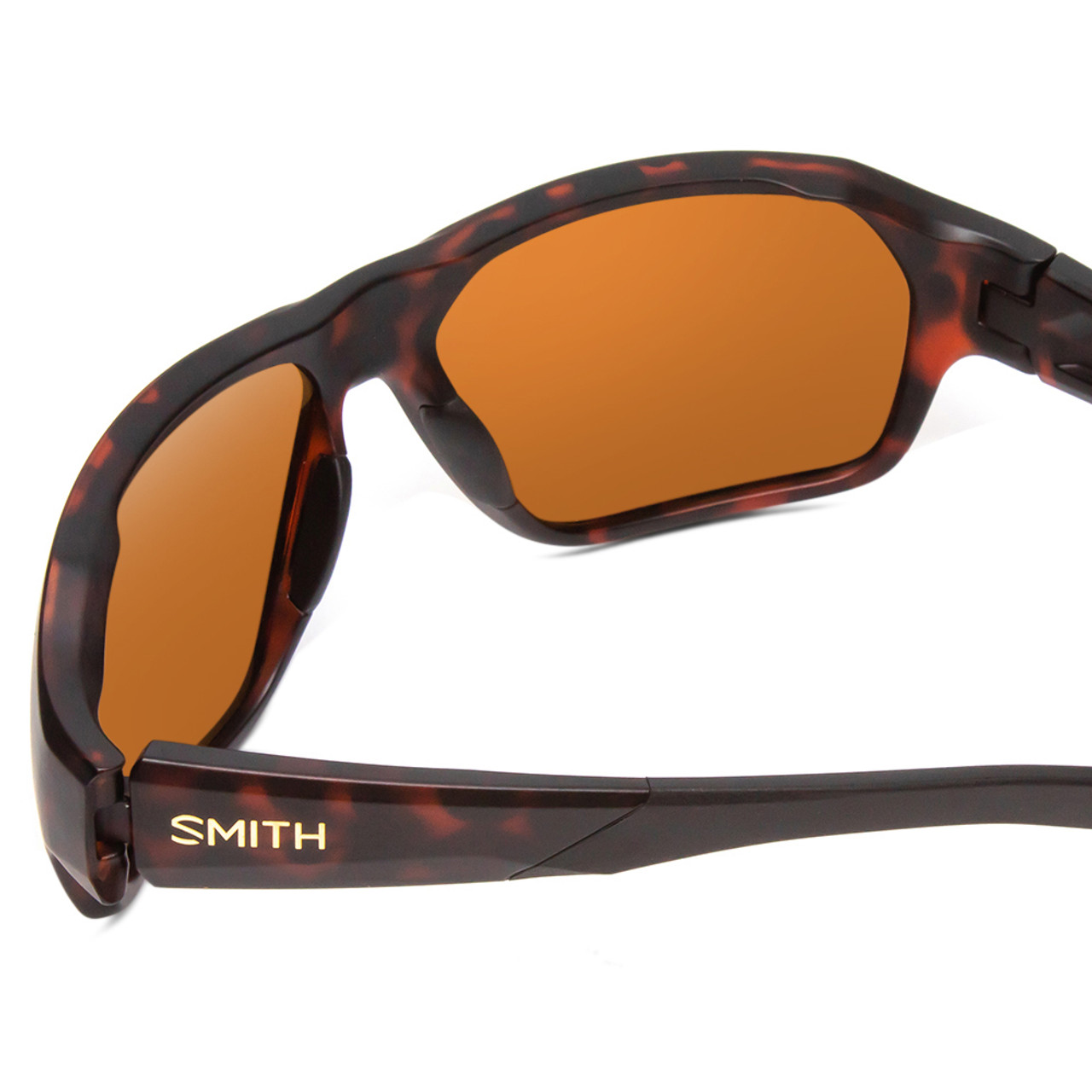Close Up View of Smith Deckboss Unisex Sunglasses in Tortoise Gold/ChromaPop Polarized Brown 63mm