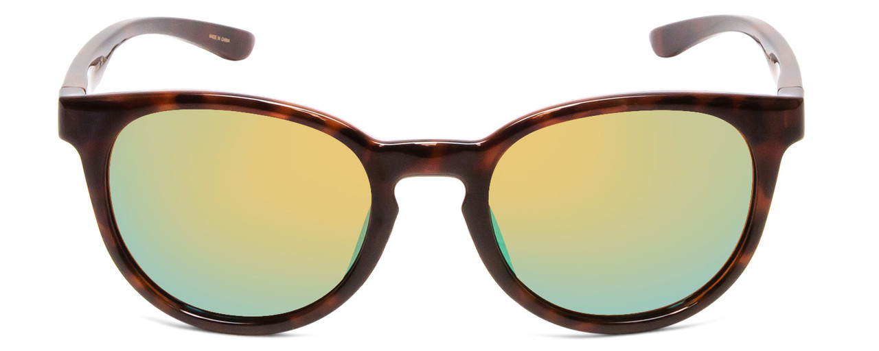 Front View of Smith Eastbank Round Sunglasses Tortoise Gold/CP Polarized Opal Blue Mirror 52mm