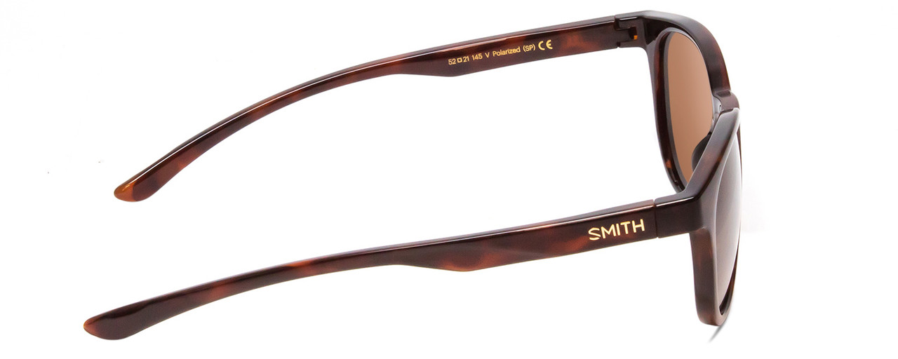 Side View of Smith Eastbank Unisex Round Designer Sunglass Tortoise Gold/Polarized Brown 52mm