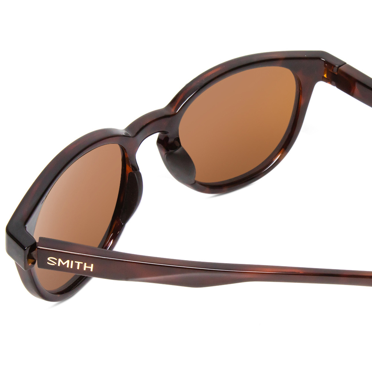 Close Up View of Smith Eastbank Unisex Round Designer Sunglass Tortoise Gold/Polarized Brown 52mm