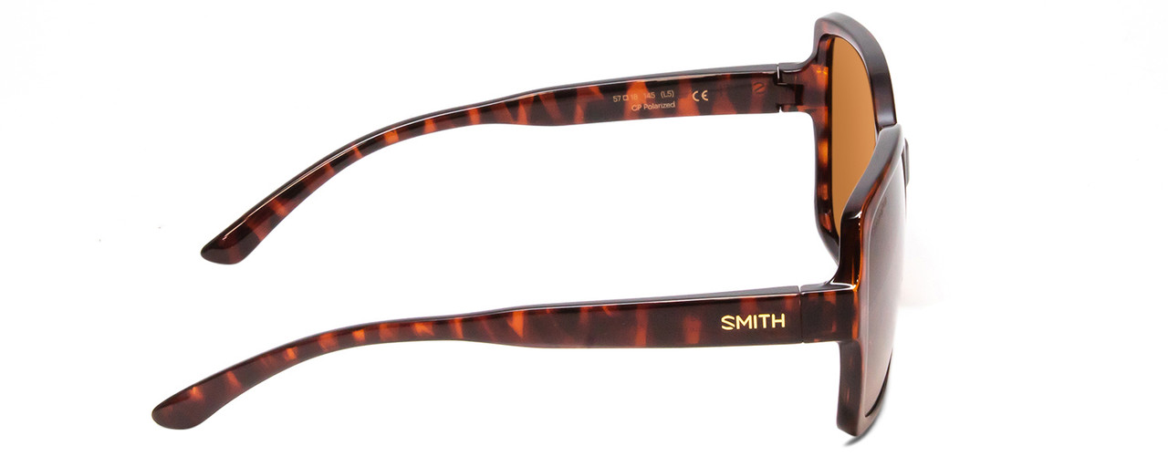 Side View of Smith Flare Ladies Oversized Sunglasses in Tortoise Gold/CP Polarized Brown 57mm