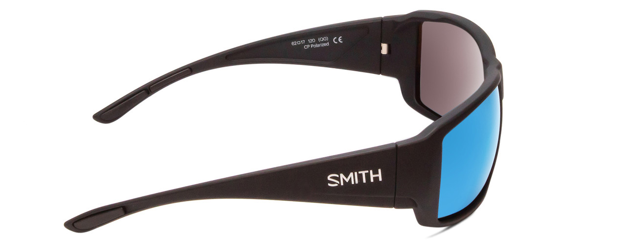 Side View of Smith Guide Choice Unisex Sunglasses Black/ChromaPop Polarized Blue Mirror 62 mm