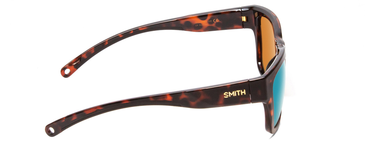 Side View of Smith Joya Ladies Sunglasses Tortoise Gold/CP Glass Polarized Green Mirror 56 mm