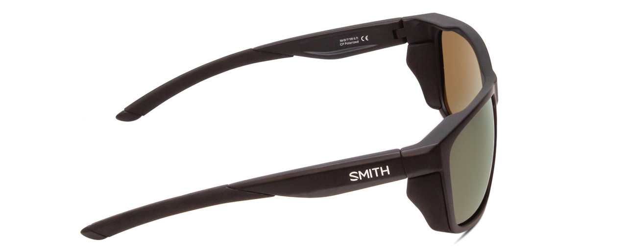 Side View of Smith Longfin Unisex Wrap Sunglasses Black/ChromaPop Polarized Gray Green 59 mm