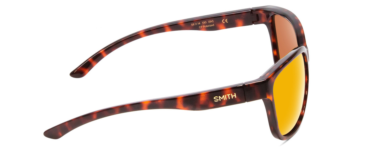 Side View of Smith Monterey Cateye Sunglasses in Tortoise/CP Polarized Rose Gold Mirror 58 mm