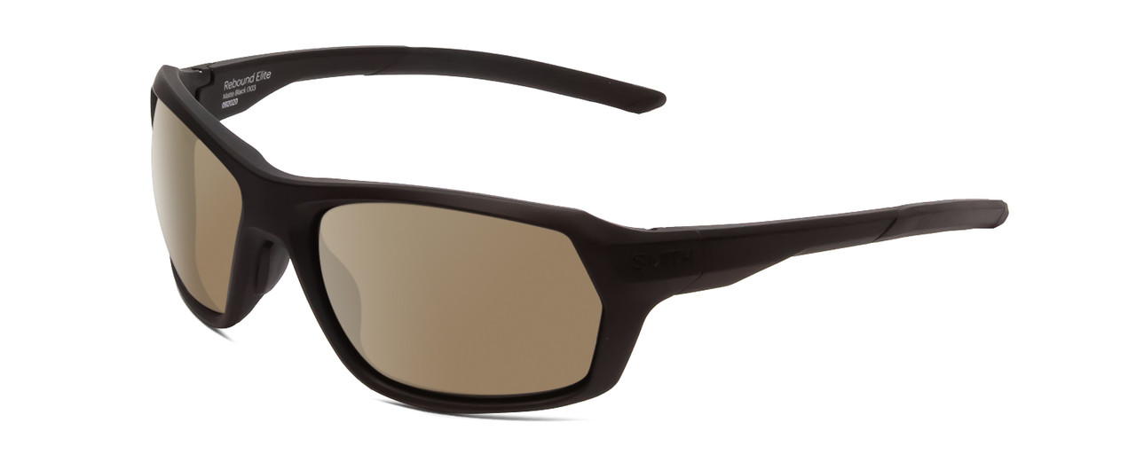 Front View of Smith Optics Rebound Elite Designer Polarized Sunglasses with Custom Cut Blue Mirror Lenses in Matte Black Unisex Rectangle Full Rim Acetate 59 mm