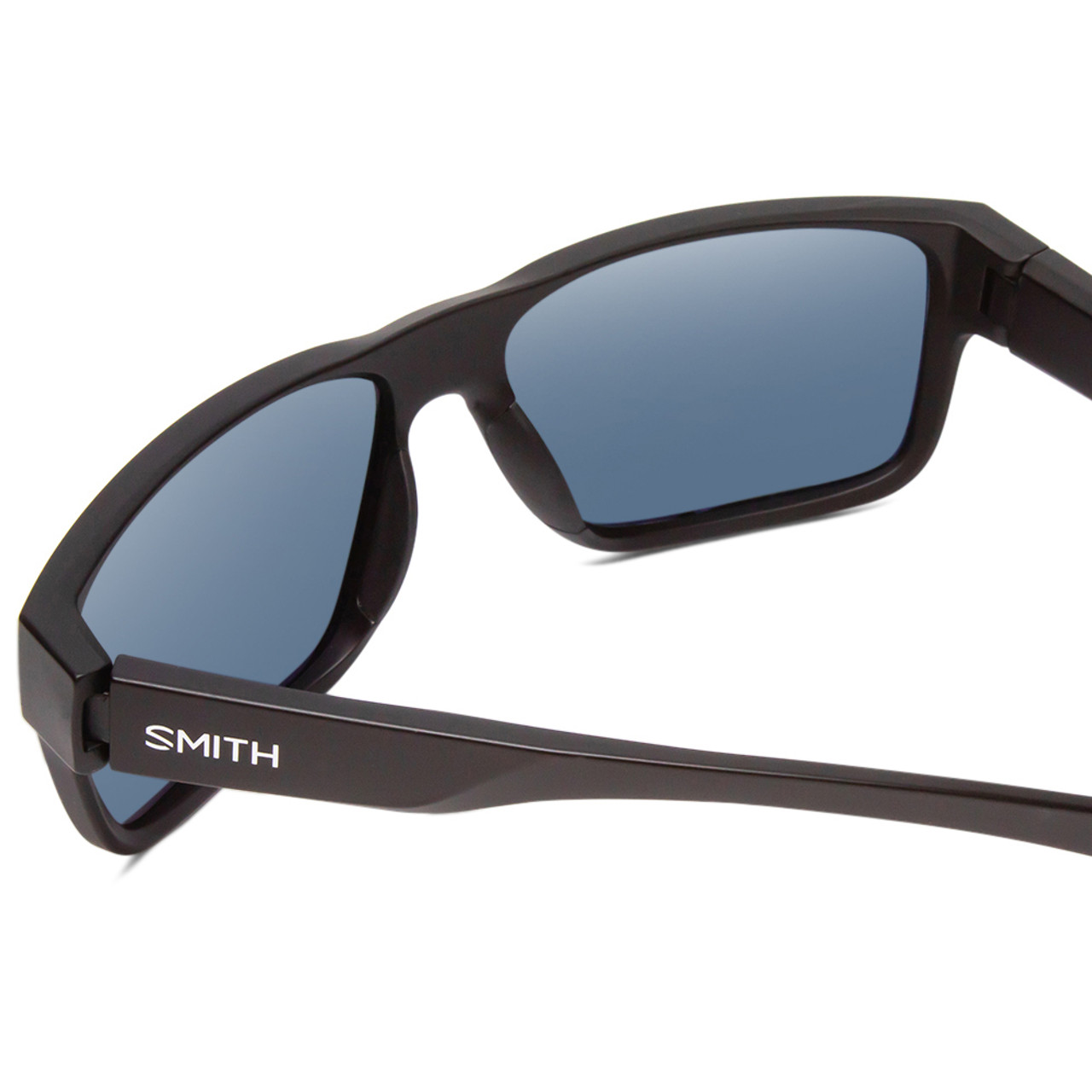 Close Up View of Smith Soundtrack Unisex Sunglasses in Black/ChromaPop Polarized Blue Mirror 61mm